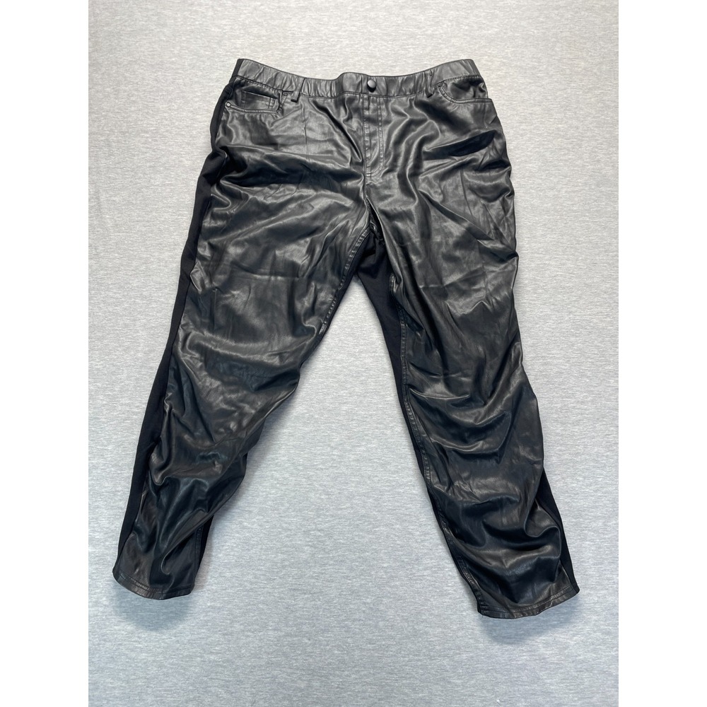 Cato Mixed Media Coated Ankle Pants Womens XL Black Tapered Leg Moto Streetwear